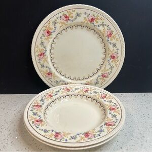 Vintage 1930s CROWN DUCAL "Caprice" 3 Pc Dinnerware Set | 2 Rimmed Soup & Plate